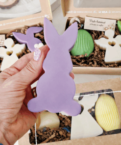 Săpun handmade cu glicerină - Iepuraș de Paște în picioare - lila 💜 (fără cutie)